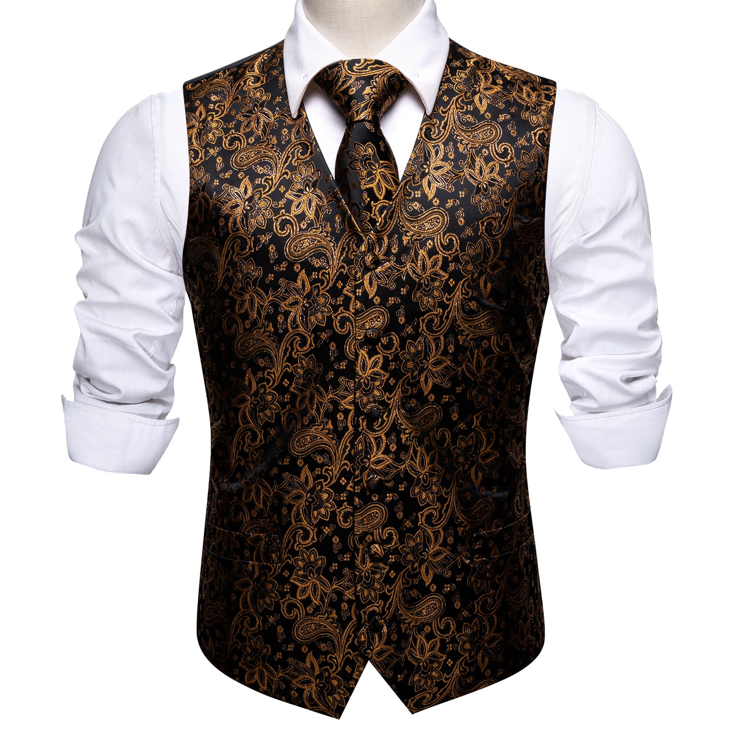 Designer Paisley Waistcoat Silky Novelty Vest Pond Brown