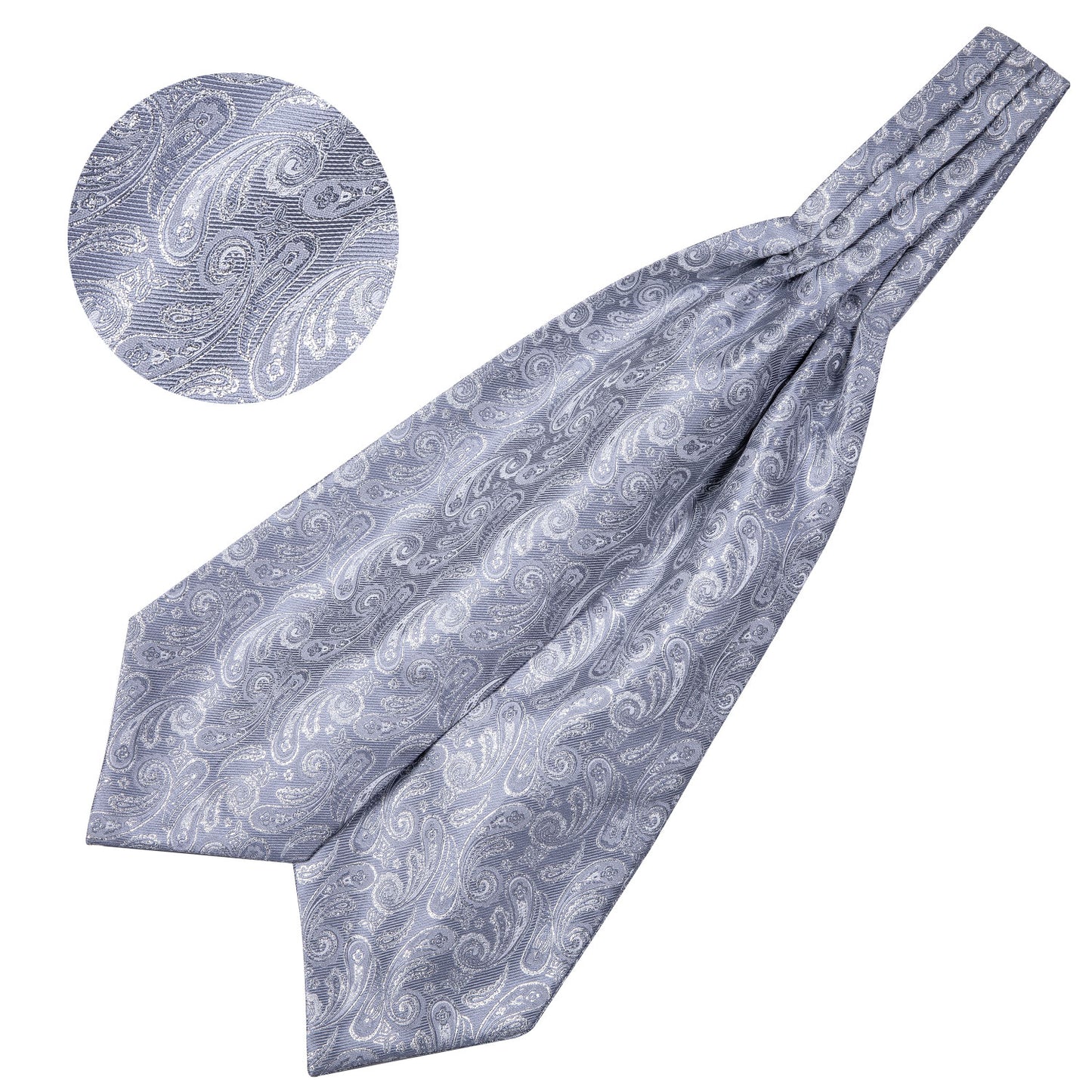 Victorian Ascot Silky Floral Day Cravat Set [Grey Paisley]