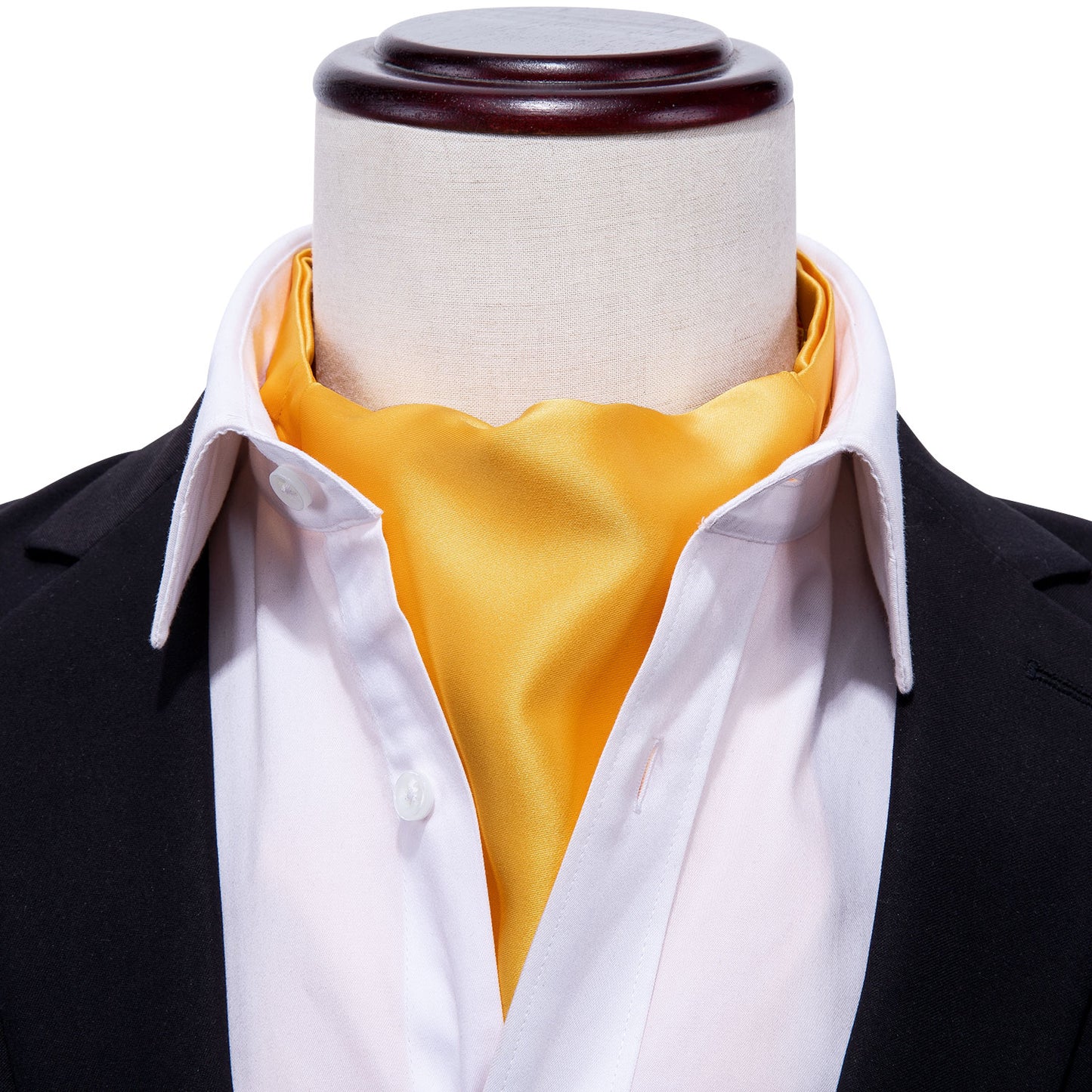 Victorian Ascot Silky Plain Satin Day Cravat Set [Yolk Yellow]