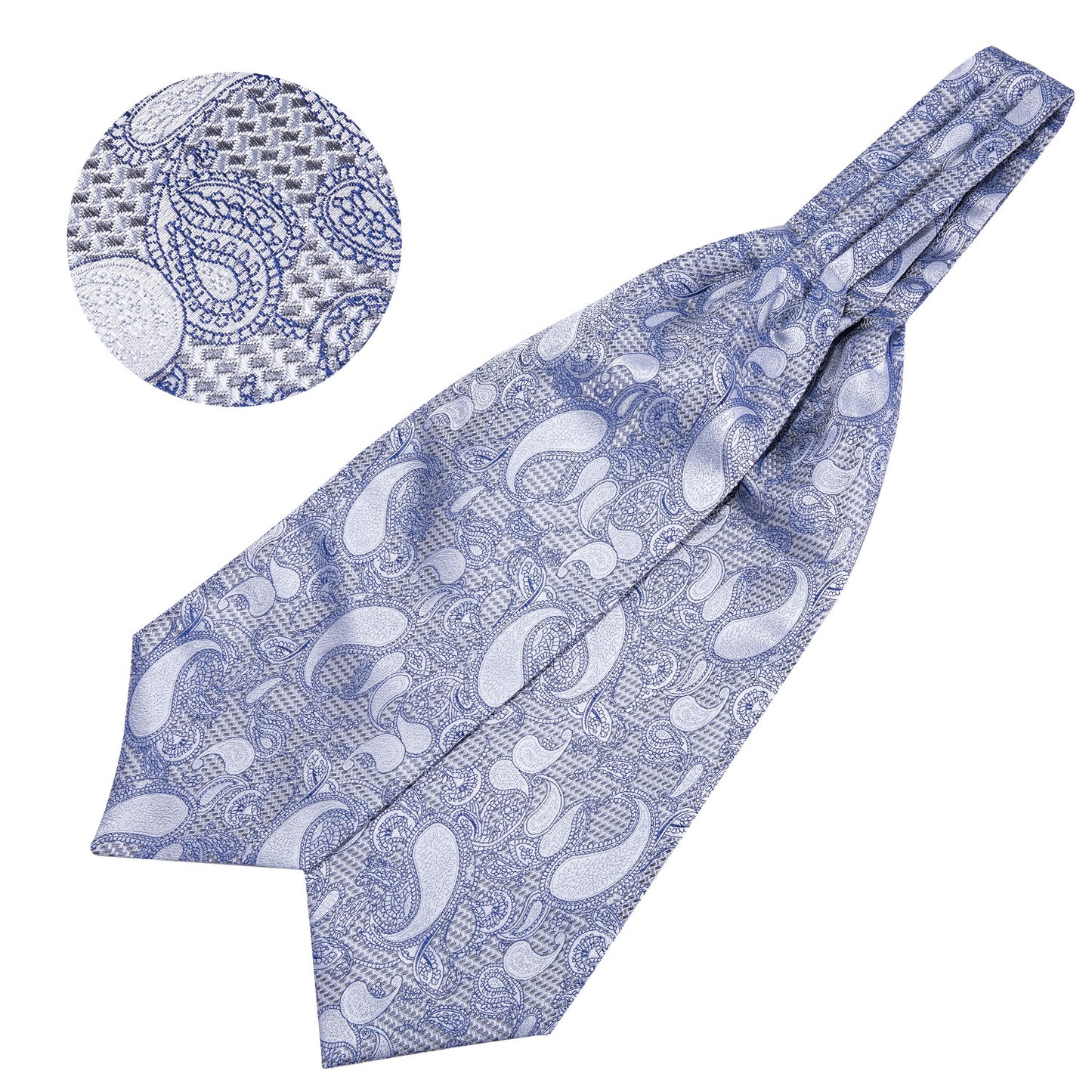 Victorian Ascot Silky Floral Day Cravat Set [Steel Paisley]