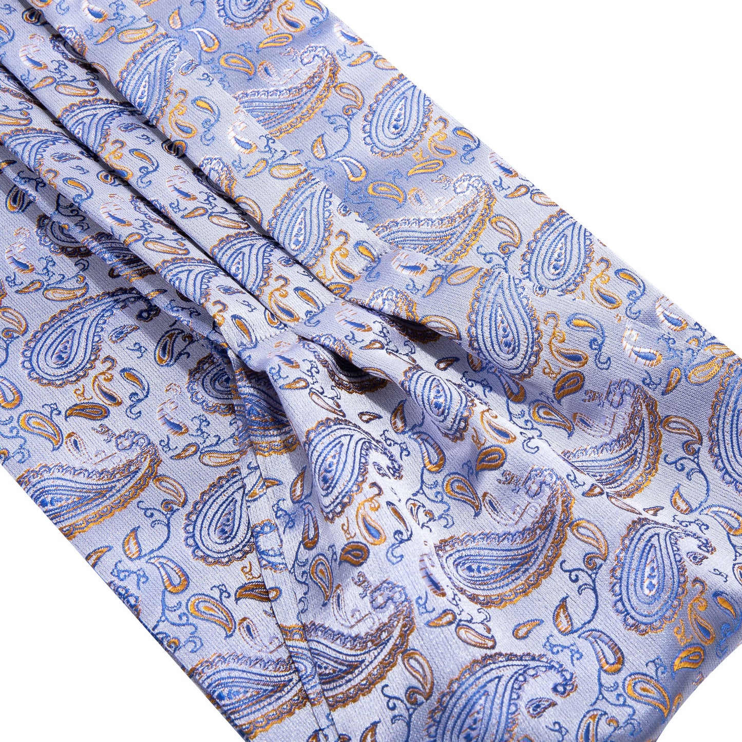 Victorian Ascot Silky Floral Day Cravat Set [Sky Paisley]