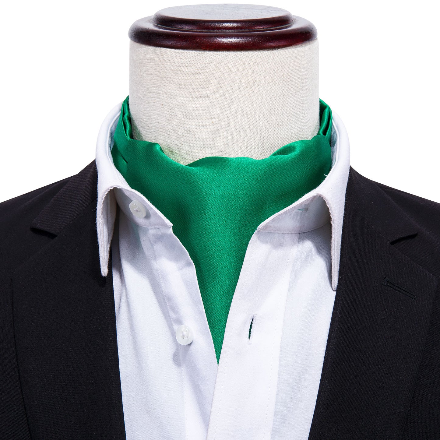 Victorian Ascot Silky Plain Satin Day Cravat Set [Pine Green]