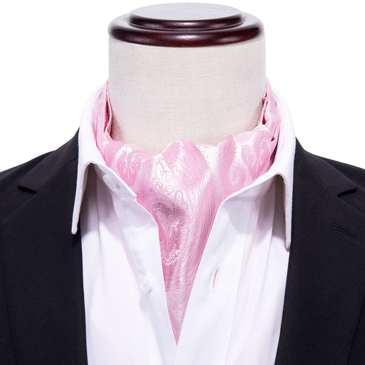 Victorian Ascot Silky Floral Day Cravat Set [New Pink]