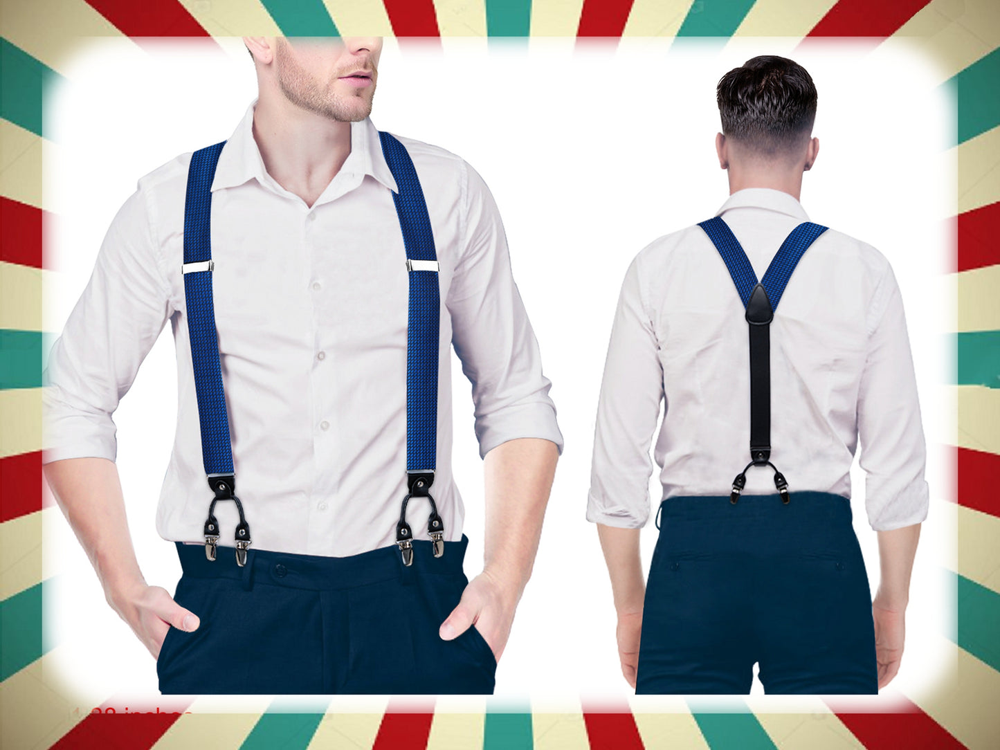 BD4001 Men's Braces Designer Clip Suspender Set [Royal Spot]