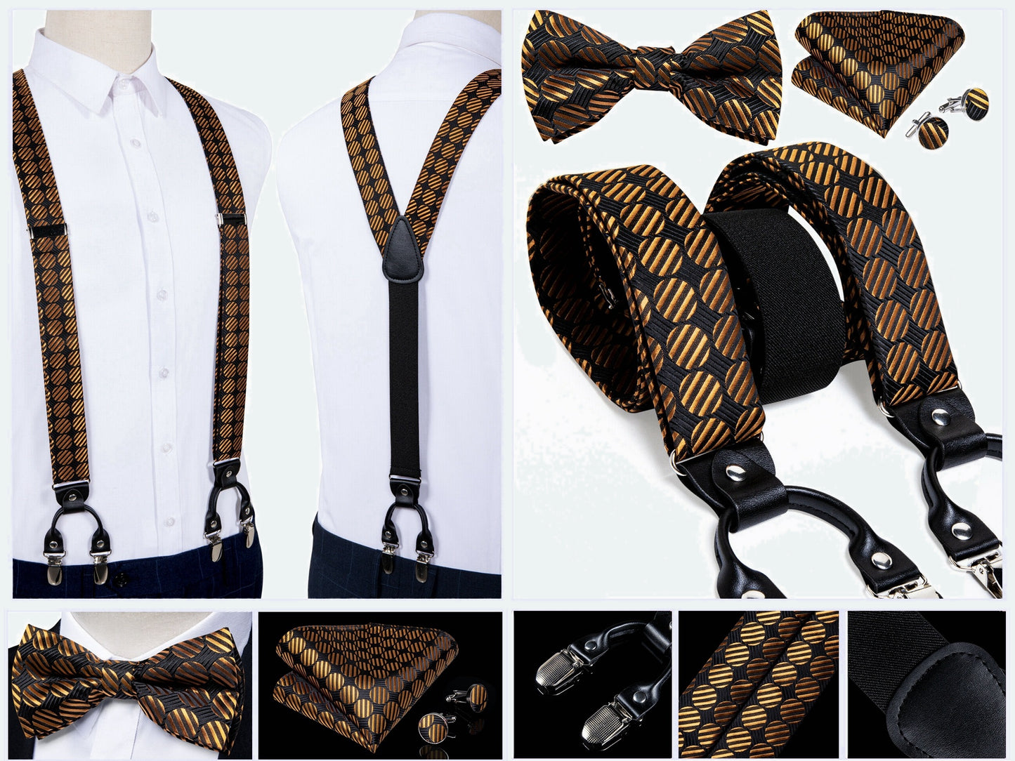 BD4002 Men's Braces Designer Clip Suspender Set [Sun Dots]