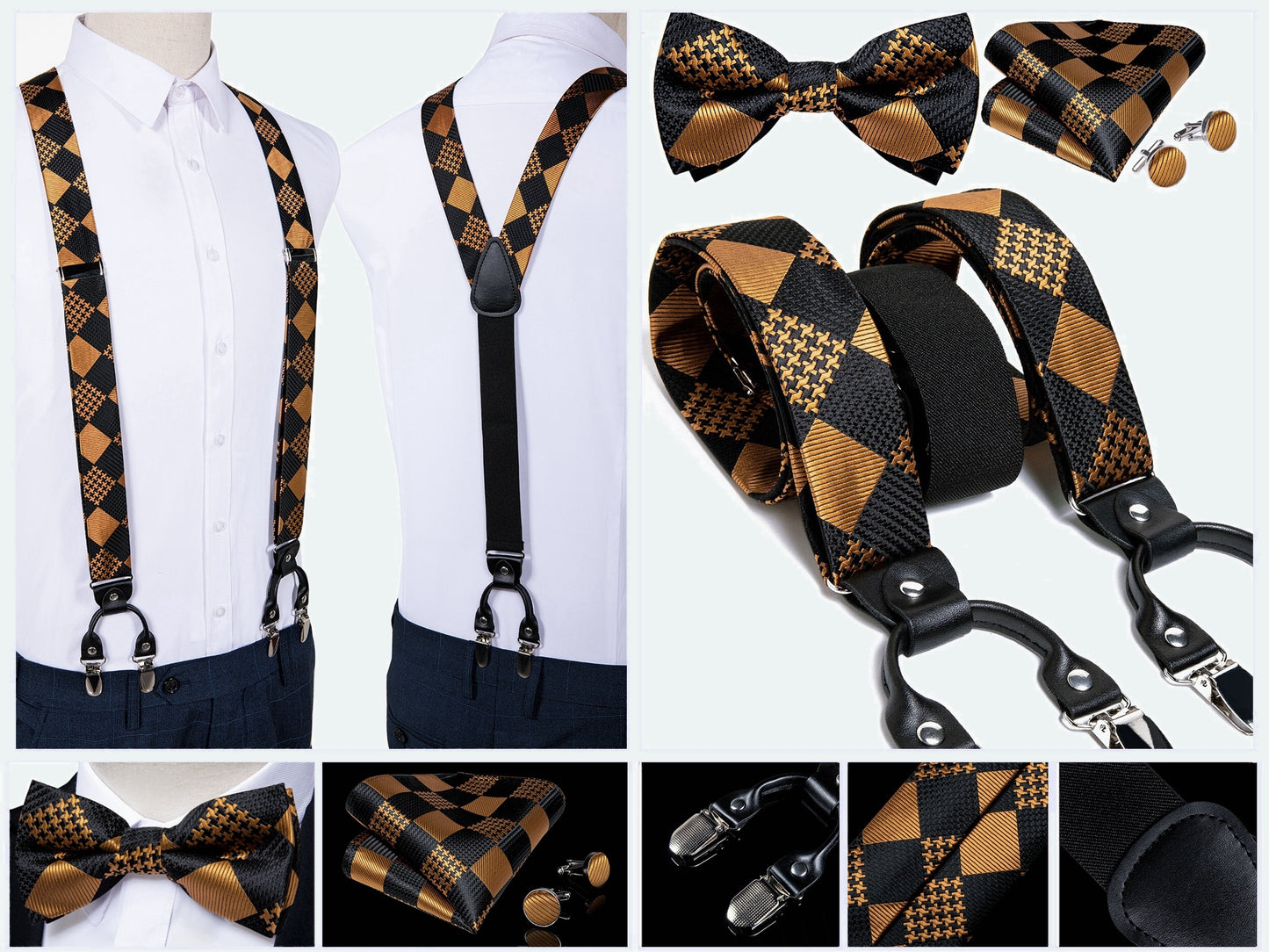 BD4003 Men's Braces Designer Clip Suspender Set [Biscuit Patch]