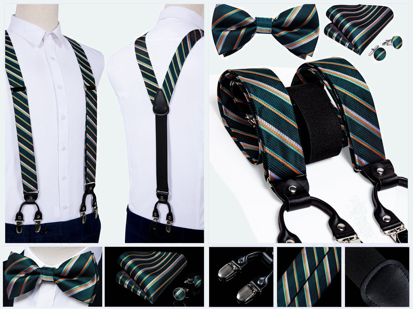 BD4010 Men's Braces Designer Clip Suspender Set [Turquoise Speed]