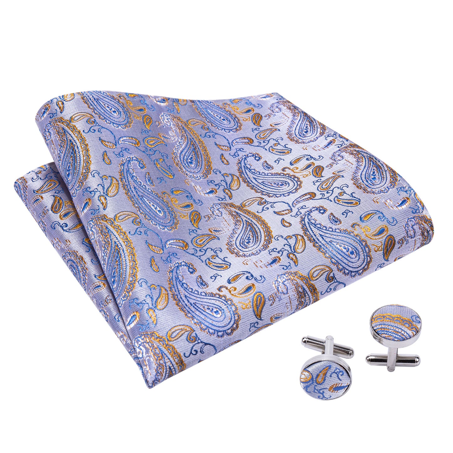 Victorian Ascot Silky Floral Day Cravat Set [Sky Paisley]