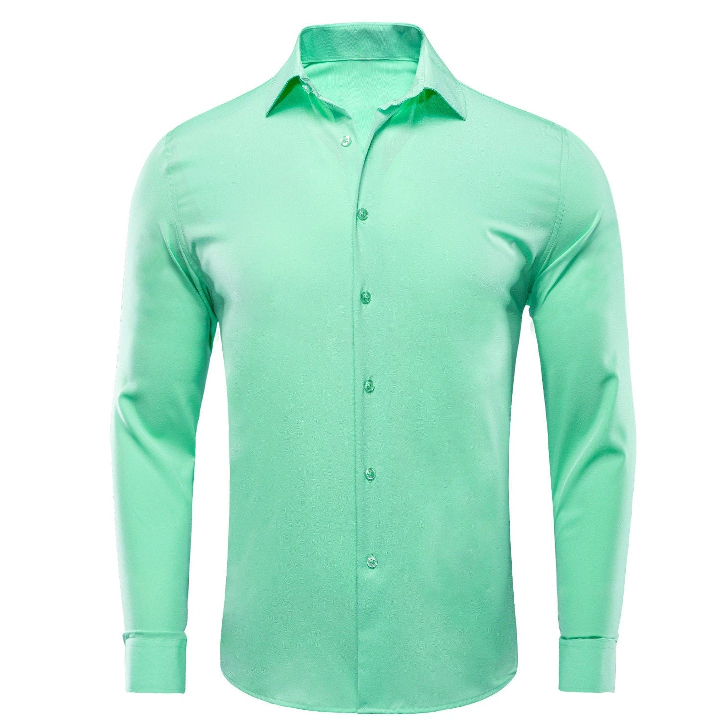 Men's 4-Way Stretch Dress Shirt Wrinkle-Free Long Sleeve Dark Green