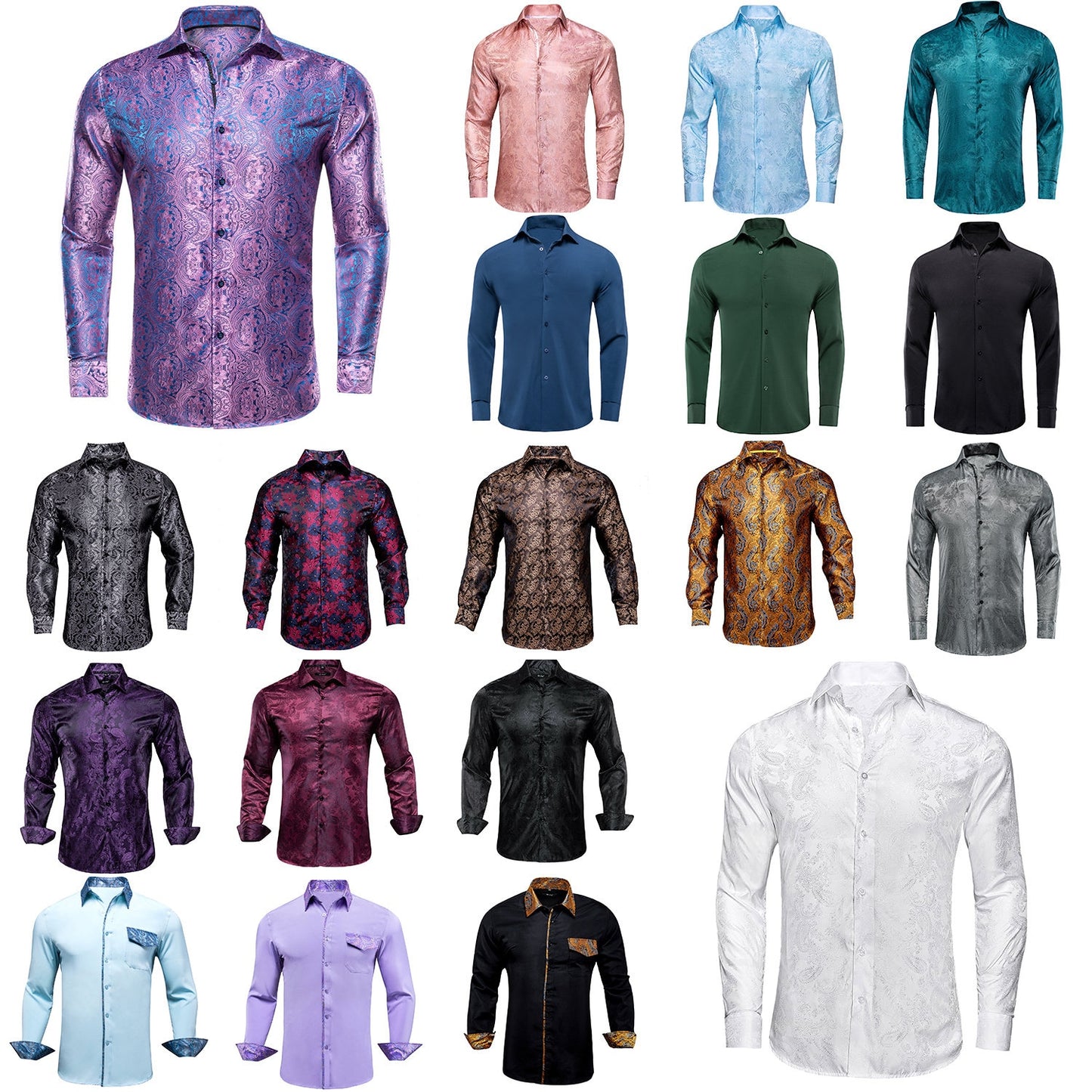 Men's Dress Shirt Long Sleeve Purple
