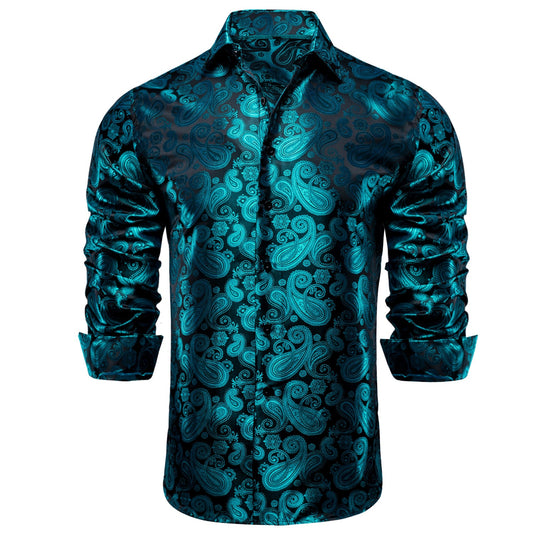 Men's Dress Shirt Long Sleeve Teal