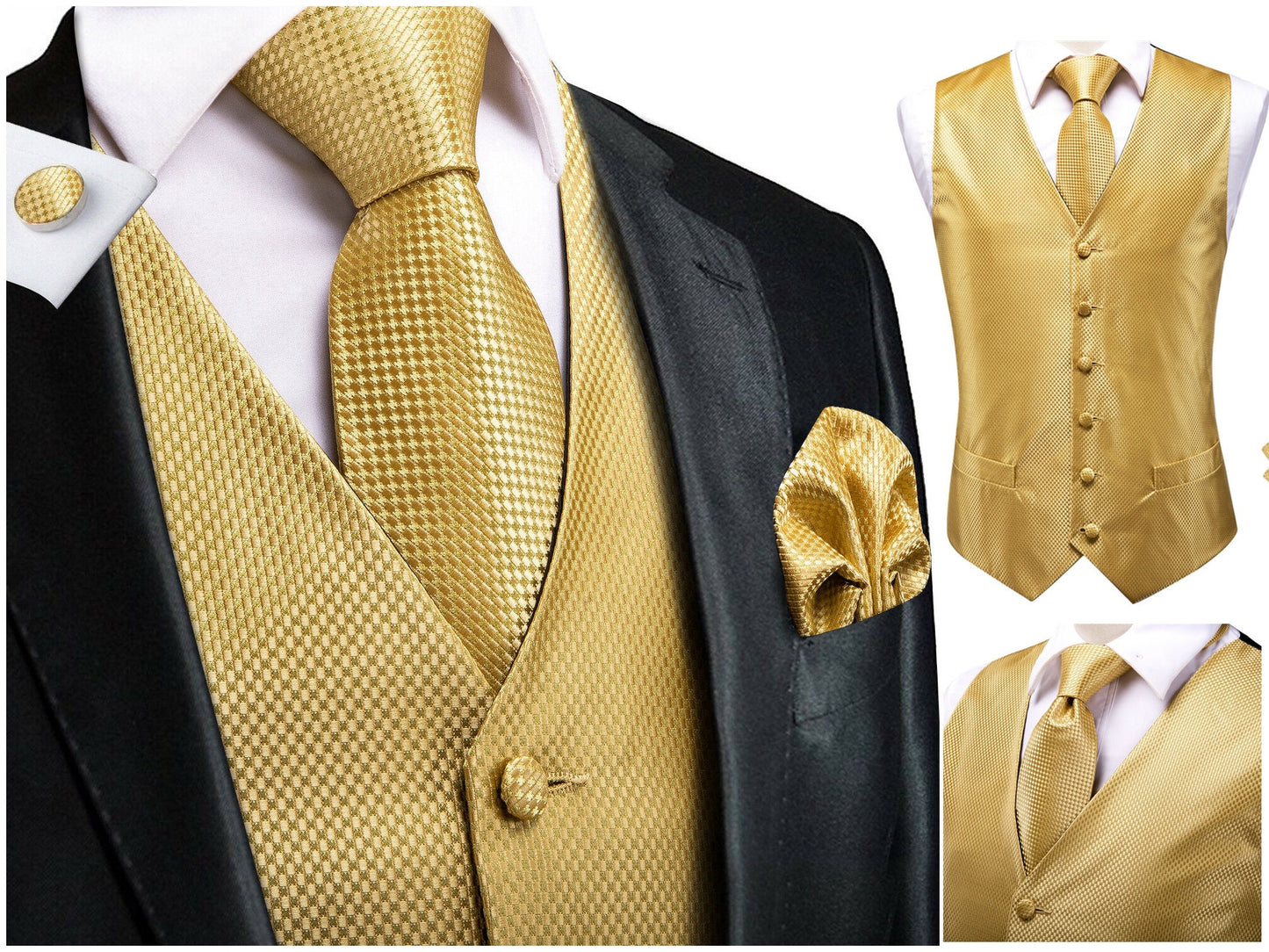 Hi Tie Men's Novelty Waistcoat Floral Silky Vest Set Tuxedo Gilet Casual Business [Mana+]
