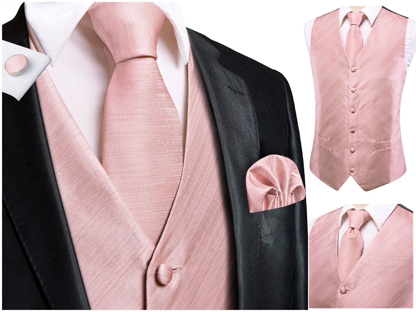 Hi Tie® Men's Novelty Waistcoat Silky Vest Floral Set Tuxedo Gilet Casual Business [Wick+]