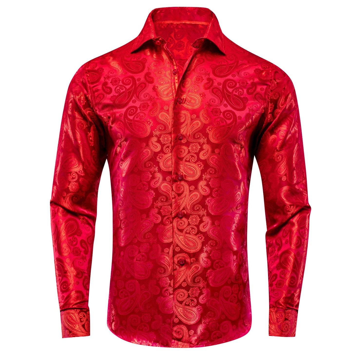 Men's Dress Shirt Long Sleeve Red