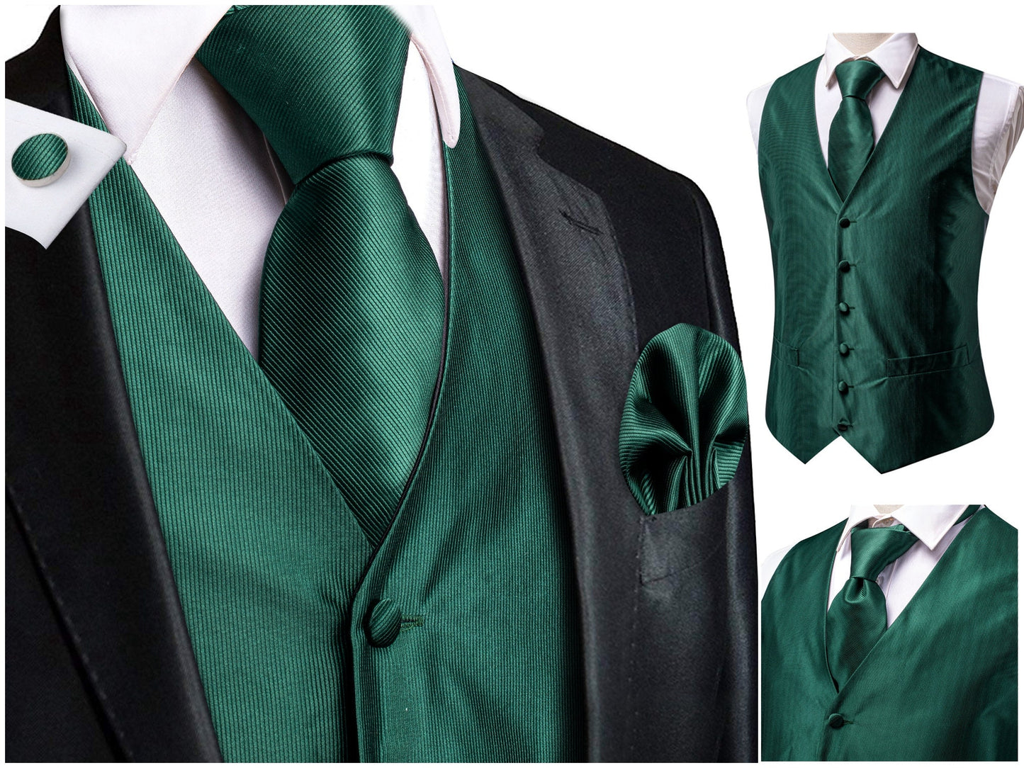 Hi Tie® Men's Waistcoat Novelty Floral Silky Vest Set Gilet Tuxedo Casual Business [Omchi+]