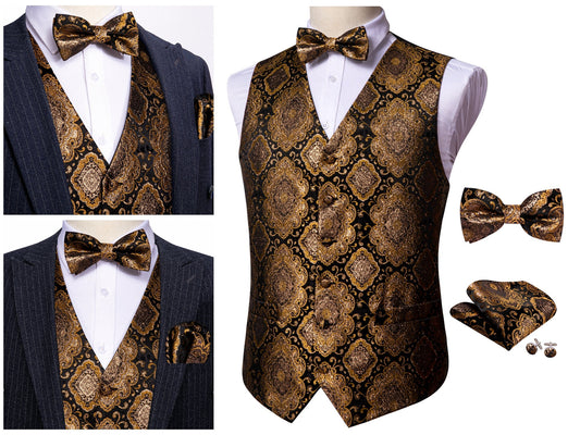 Men's Waistcoat Silky Tuxedo  Set Diamond [Bronze+]