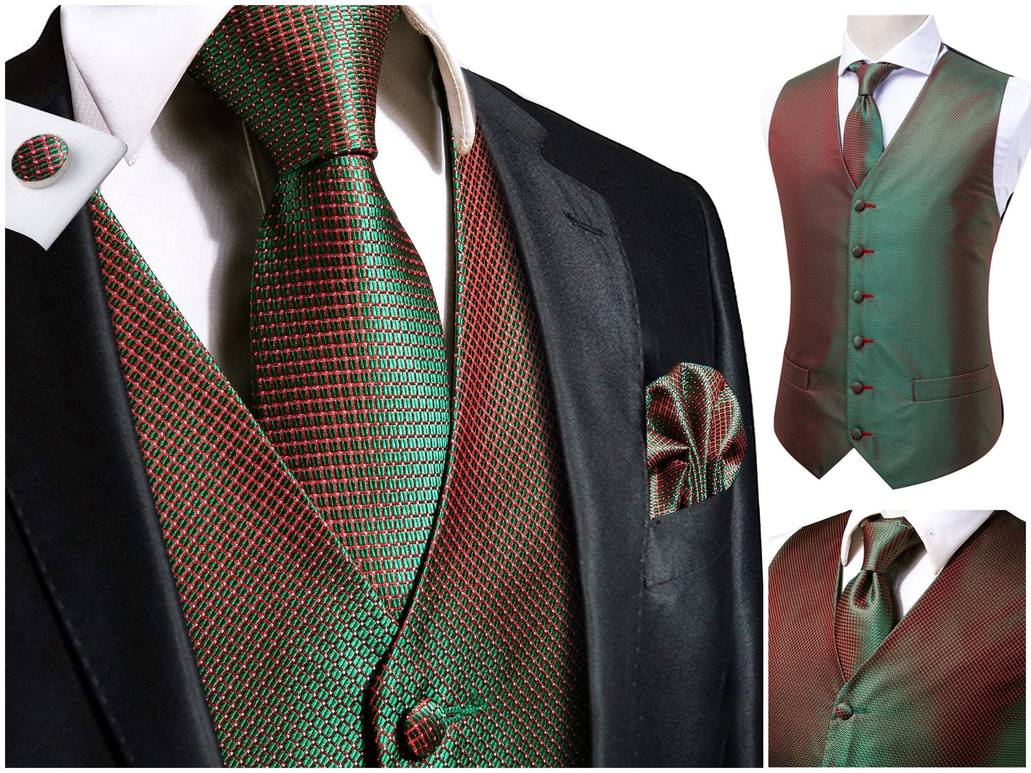 Hi Tie Men's Novelty Waistcoat Floral Silky Vest Set Tuxedo Gilet Casual Business [Nass+]