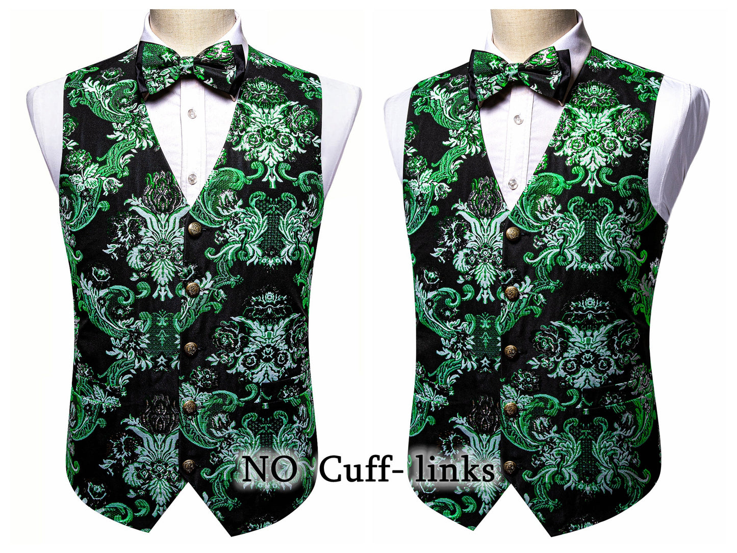Barry Wang Men's Waistcoat Silky Woven Vest Set Gilet Tuxedo Bowtie Shiny Palace [Feather Aqua Blue+]